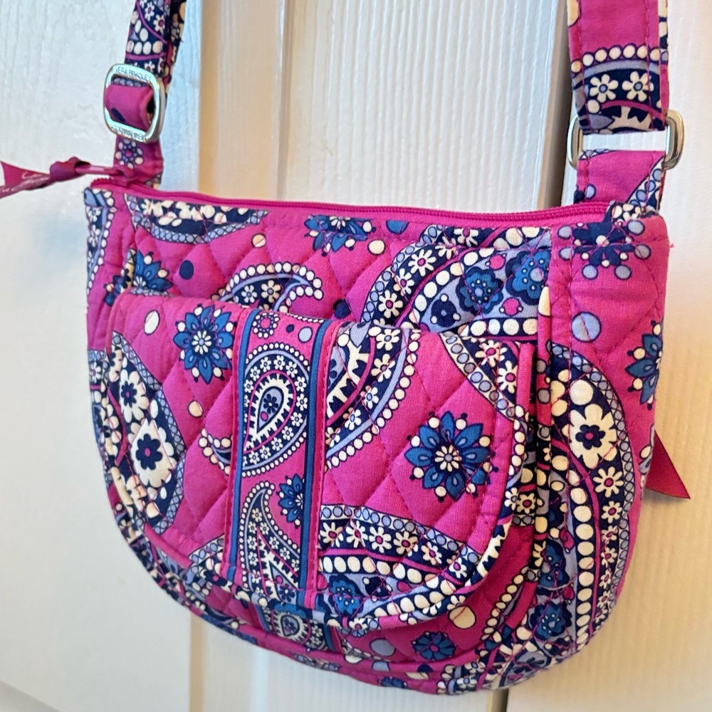 VERA BRADLEY Lizzy Boysenberry Crossbody Purse Organizer Wallet Handbag Pink - Picture 6 of 14